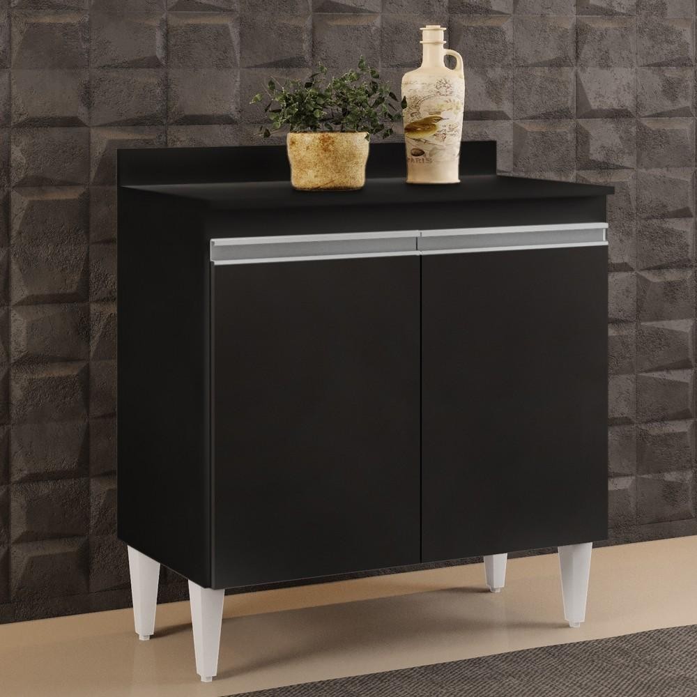 Balcão Gabinete 80cm 2 Portas Hawai Preto - Lumil Móveis em Oferta na Shopee
