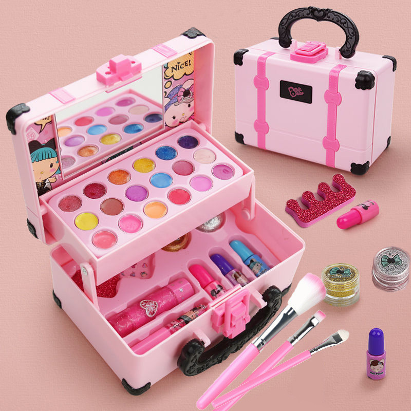 30 Peças Kit Brinquedo De Maquiagem Para Crianças Meninas Lavável Portátil Maquiagem Kit C...