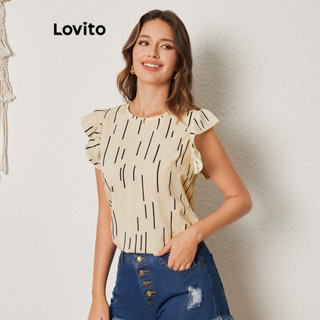 Lovito Blusa Boho Listrada Com Babados Para Mulheres LBL08309