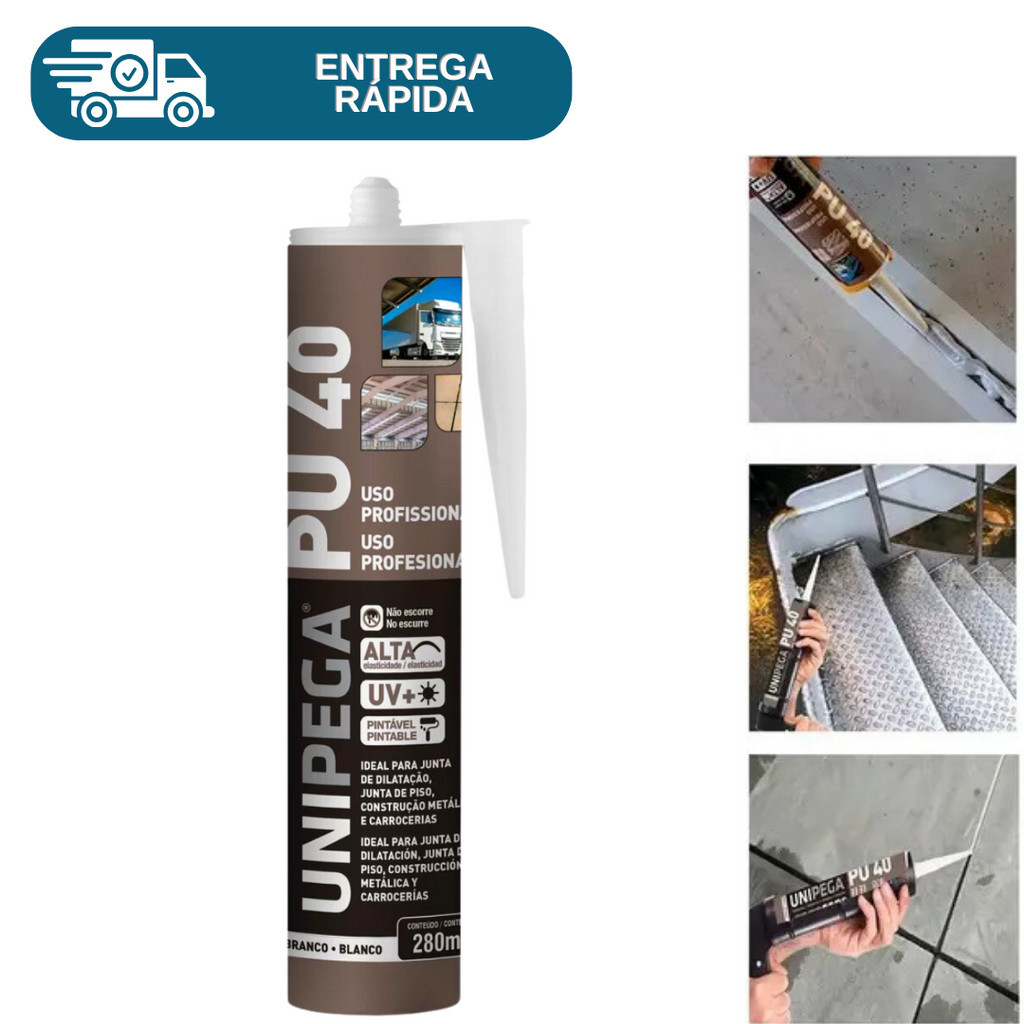 Adesivo PU40 Selante Cola Parabrisa Juntas Metal Vidro Reparos Silicone Vedação PU 40 400g Unipega em Oferta na Shopee