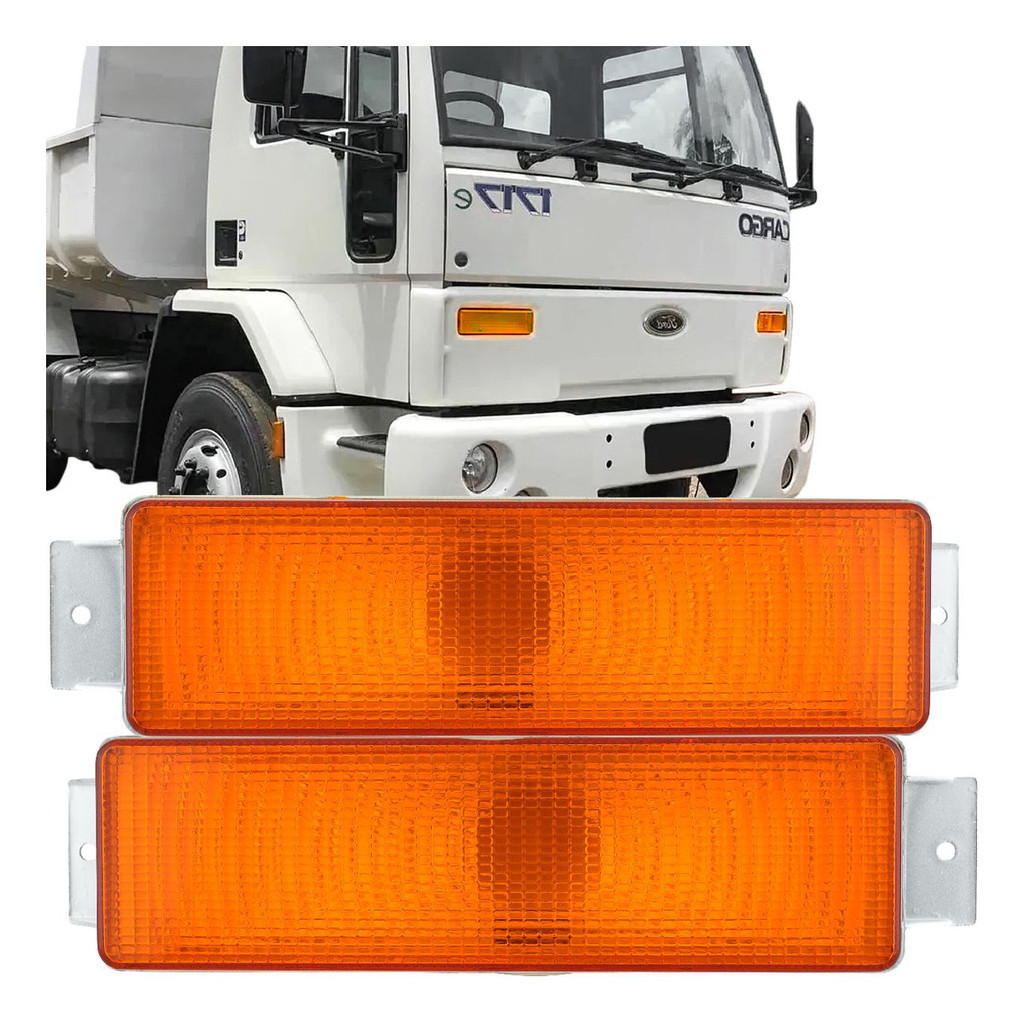 Par Lanterna Dianteira Acrílica Caminhão Ford Cargo Âmbar