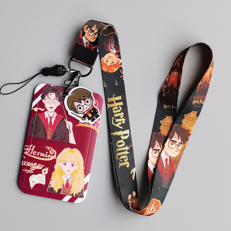 Conjunto de cartão de ônibus de anime bonito dos desenhos animados Controle de acesso do estudante cordão de cartão de