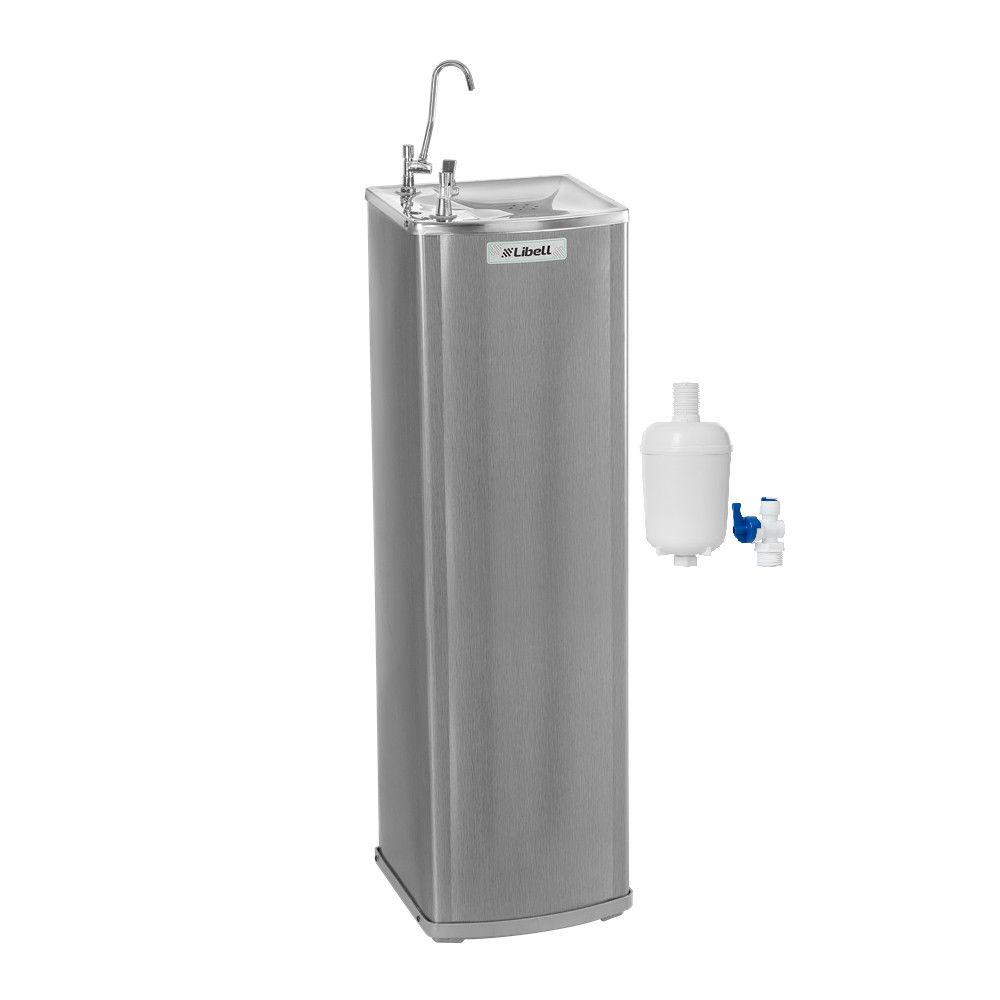 Bebedouro Purificador Coluna Pressão Industrial Inox com Filtro Libell Press Baby