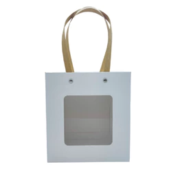 Sacola de Papel com Gaveta e Visor 20x22x9cm Branca - 1 unidade - Rizzo