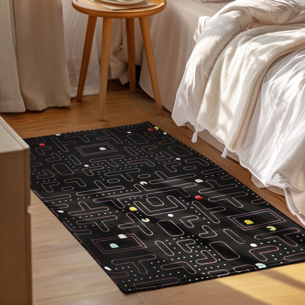 Tapete Decorativo Gamer Pacman 118x70cm Antiderrapante Sala, Quarto e Escritório