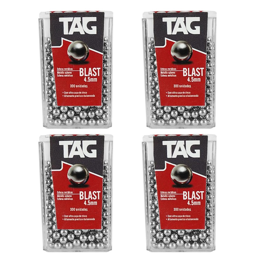 4un - ESFERA DE AÇO BLAST BB 4.5MM 300UN - TAG em Oferta na Shopee