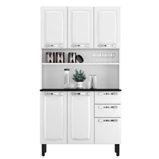 Armário de Cozinha Aço Compacto 105cm 6 Portas 2 Gavetas Itatiaia Pratika Branco em Oferta na Shopee