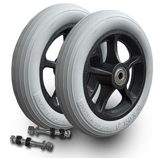 2 Rodas frente Aro 6 E 2 Eixos completos pra Cadeira De Rodas em Oferta na Shopee