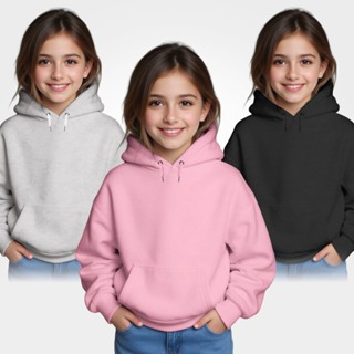 Kit 3 Blusa Moletom Infantil Canguru Menina Liso Sem Estampa Confortável Quentinho Envio Rápido em Oferta na Shopee