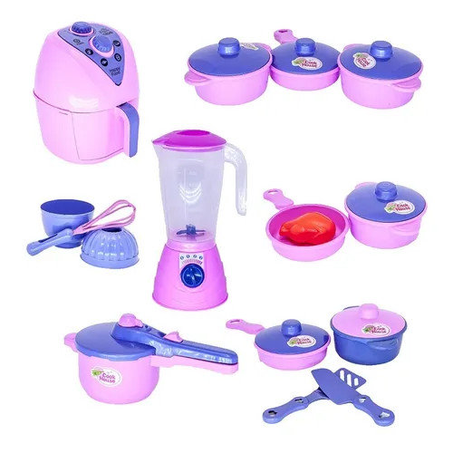 Cozinha Infantil Eletro e Jogo de Panelinhas e Forminha 16pç