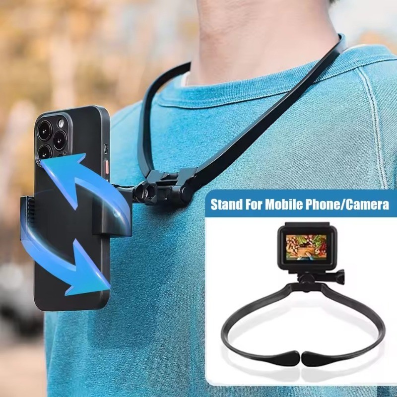 Suporte De Pescoço Vestível Mãos Livres Telefone Preguiçoso-Suspensão Universal Para IPhone 16 15 Pro Samsung GoPro Dock