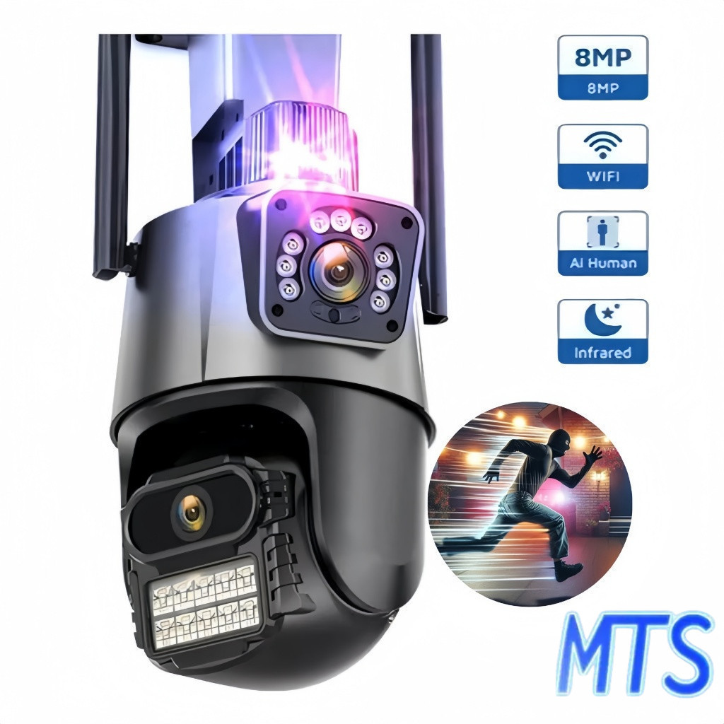 Câmera de Vigilância Externa com Lente Dupla, Sirene Integrada, 6MP Full HD 2K, 360 Graus, Wi-Fi e Visão Noturna “ICSEE” em Oferta na Shopee