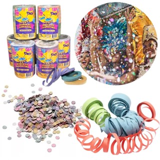 Kit Carnaval 20 Rolinho Serpentina E 2 Pacote Confete Festas em Oferta na Shopee