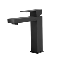 Torneira Bancada Banheiro Quadrada Inox 1/4 De Volta Black