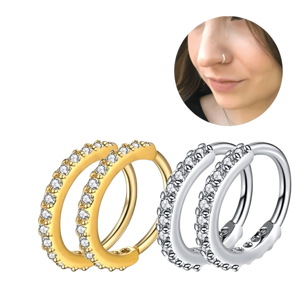 Piercing de Cartilagem do Nariz com Argola e Strass 8mm em Oferta na Shopee