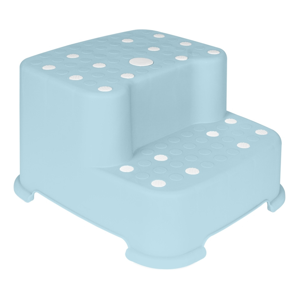 Degrau Duplo Azul Bebe Infantil Antiderrapante Buba - Mom & Baby