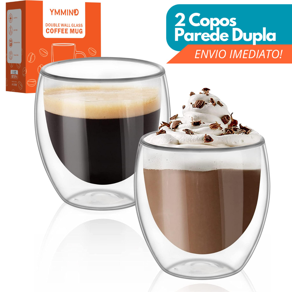 Kit 2 Copos De Vidro 100ml Borasilicato Duplo Nespresso