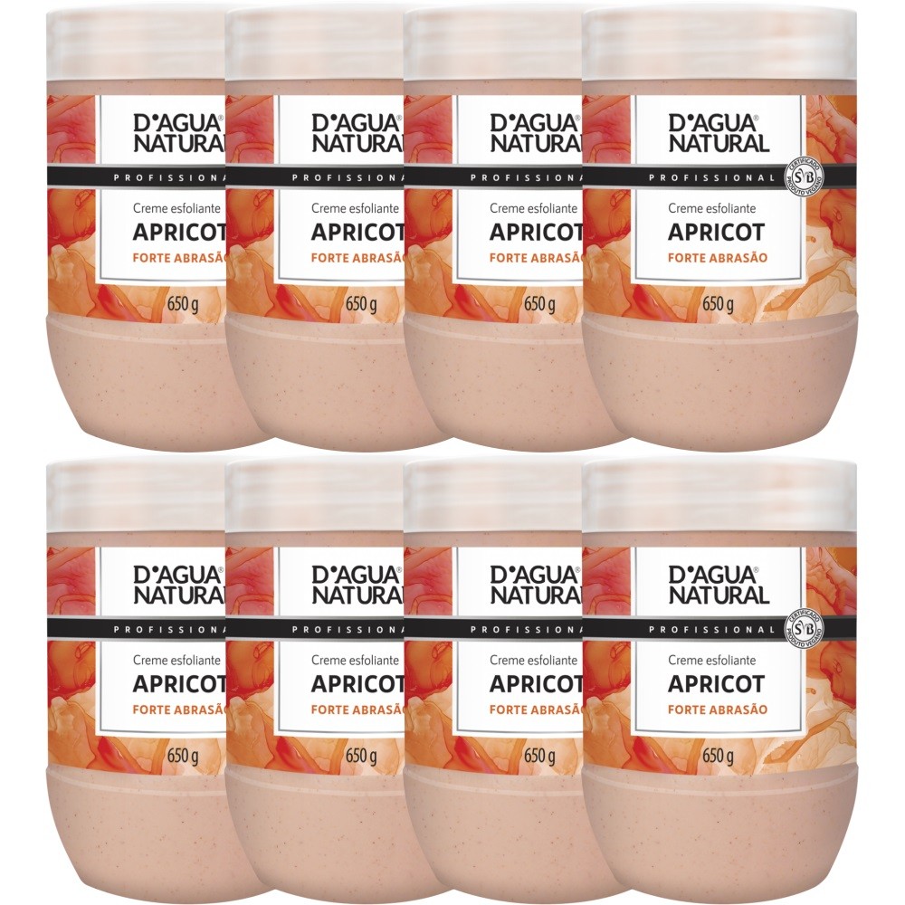 8 Creme Esfoliante Forte Abrasão Apricot 650g D'agua Natural