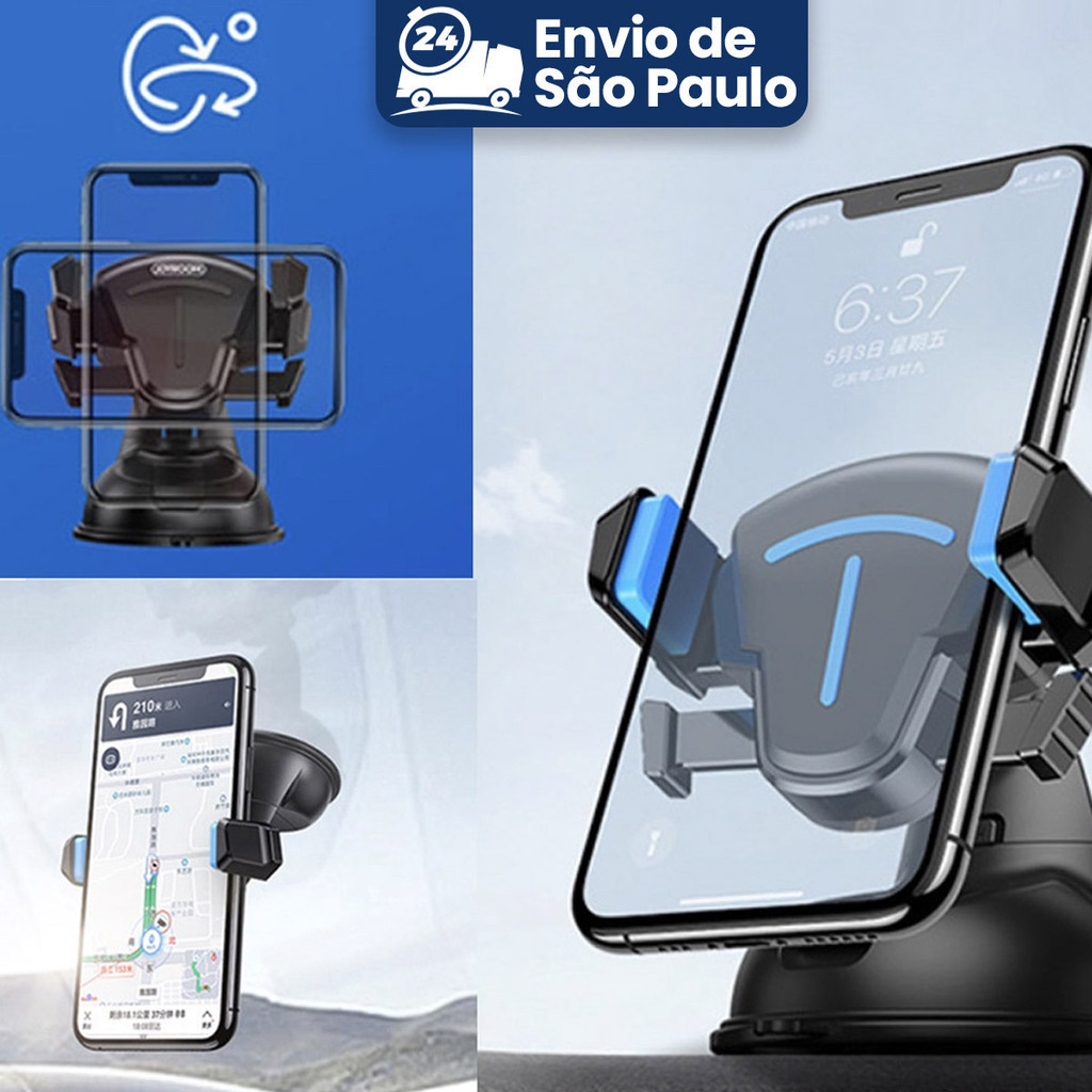 Suporte Universal Para Carro Trava Automática Anti Queda Celular Veicular