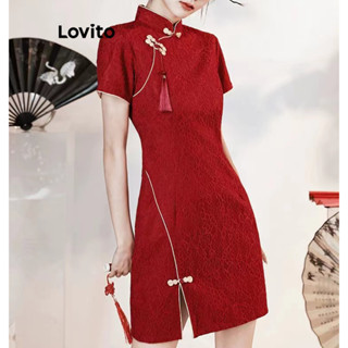 Lovito Vestido Casual Liso Assimétrico Dividido Para Mulheres LNA40271