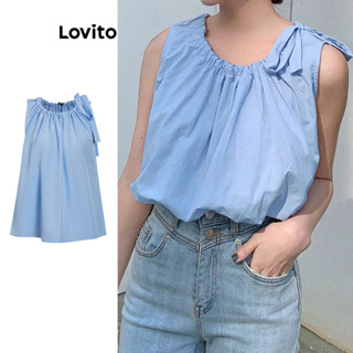 Lovito Regata Feminina Elegante Com Cordão Liso L77ED226