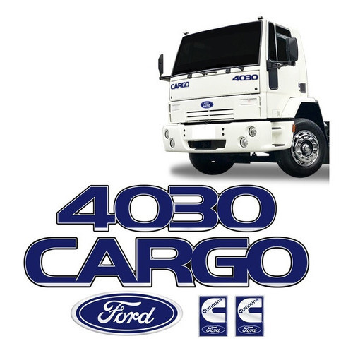 Kit Emblemas Adesivos Cargo 4030 Caminhão Ford Cummins