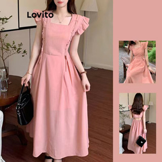 Lovito Vestido Casual Simples Com Babados Para Mulheres LNA42085