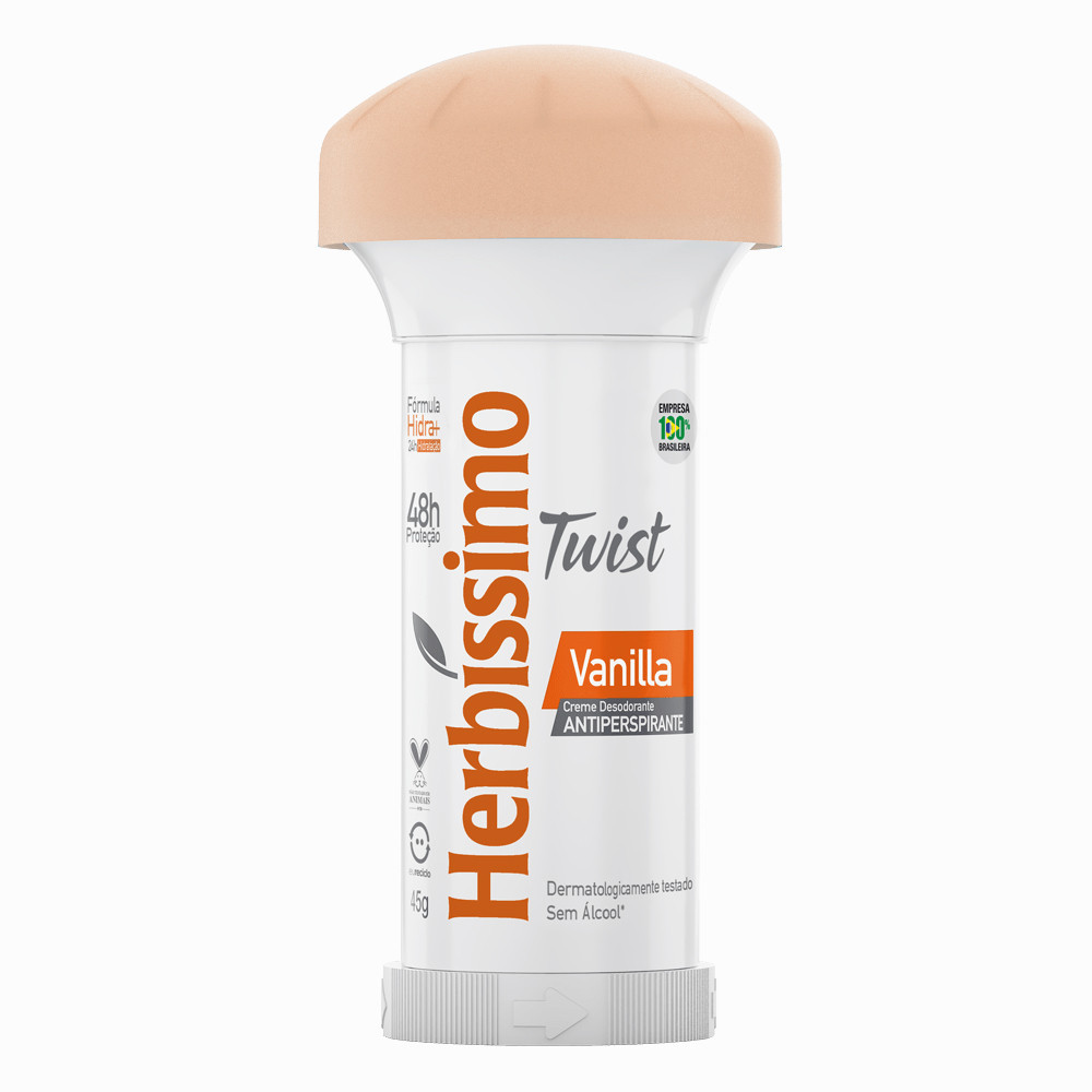 DESODORANTE HERBÍSSIMO VANILLA TWIST ANTITRANSPIRANTE EM CREME 45G em Oferta na Shopee