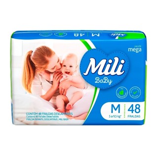 Fralda Descartável Mili Baby Mega M Com 48 Unidades