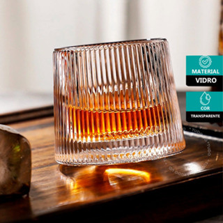 Jogo 6 Copos Whisky de Vidro Com Fundo Giratório Listrado 170ml em Oferta na Shopee