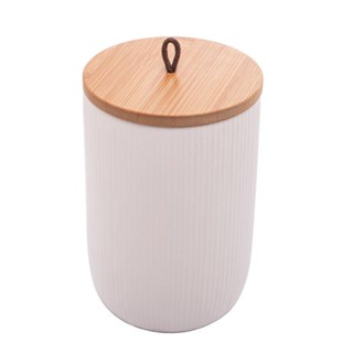Potiche Lyor Lines de Ceramica Branco 10cm x 10cm x 15cm