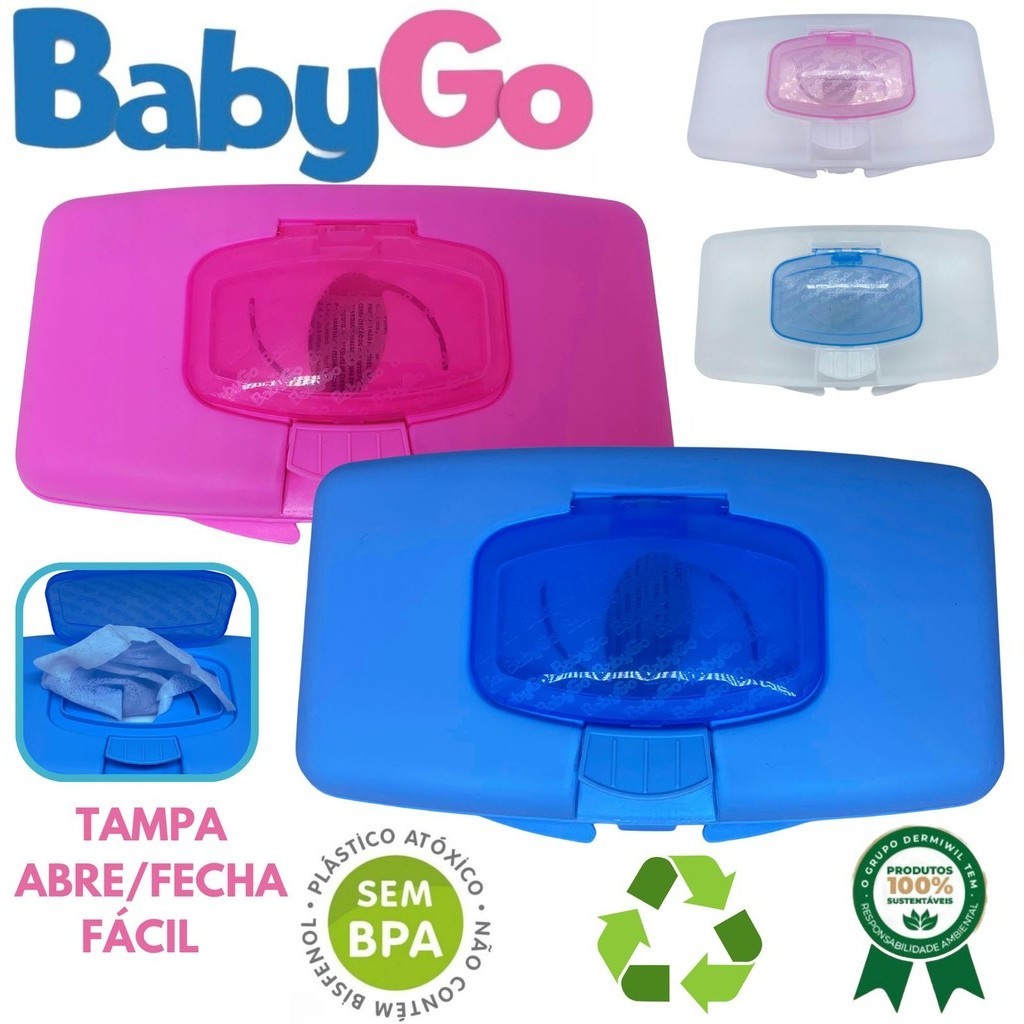 PORTA LENÇOS UMEDECIDOS PORTÁTIL BEBÊ – NOVAS CORES – BABYGO em Oferta na Shopee