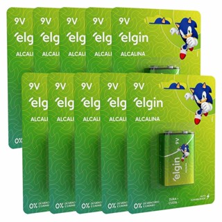 Pilha Alcalina 9V Elgin Bateria 9 Volts 6LR61 6F22 kit 10 unidades em Oferta na Shopee