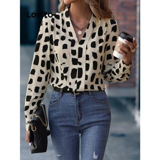 Lovito Blusa Elegante Com Costura Em Tecido Geométrico Para Mulheres LSL01023