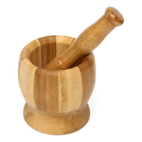 Pilão E Socador De Bambu Amassador De Alho Macerador Premium MEK Produto Natural