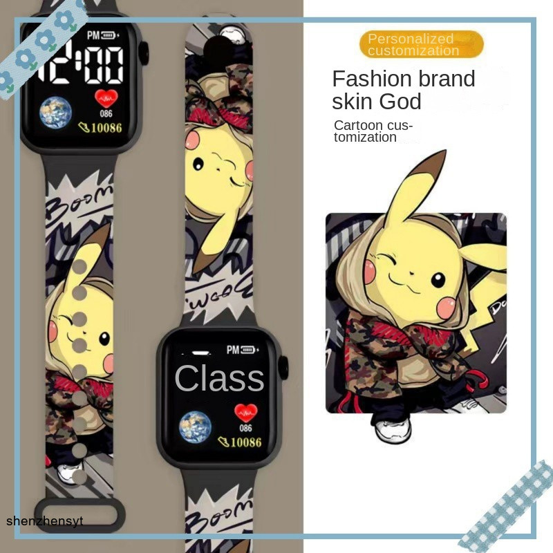 Relógio Digital Mais Vendido Caixa De Silicone Led Com Tempo/Datate TPU Print Band For Children pikachu