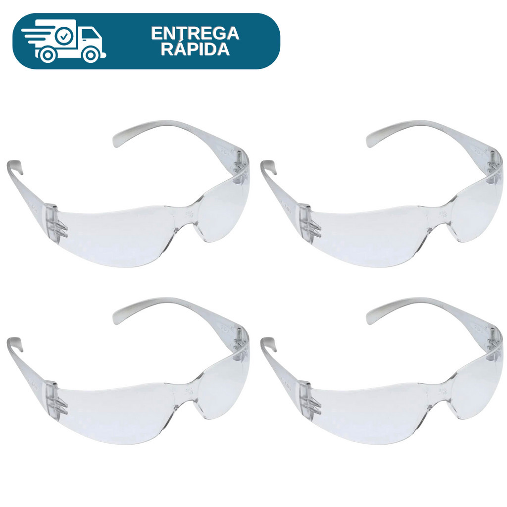 Kit 4 Oculos De Proteção Summer Tipo Leopardo Delta Plus Aguia Epi Laboratórios Obras Indústrias Transparente ou Cinza