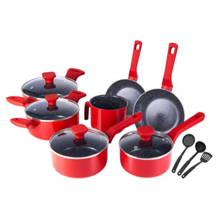 Jogo de Panelas 10 Pçs Indução Red Revestimento Cerâmico