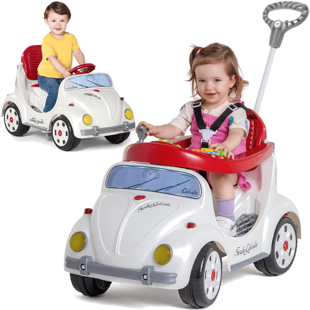 Carrinho de Passeio e Pedal para Bebe Calesita Fouks Branco em Oferta na Shopee