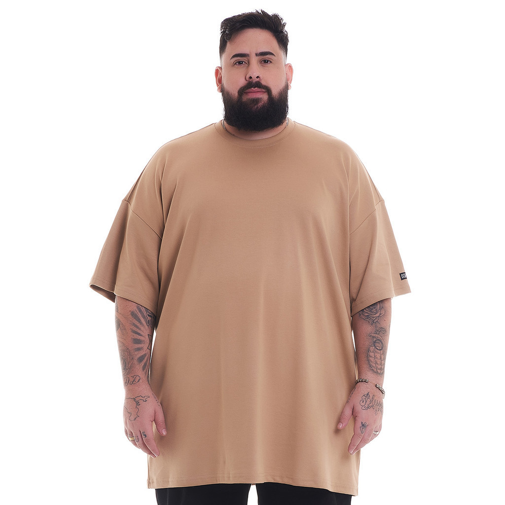 Camiseta Oversized Soft Bege Knulu em Oferta na Shopee