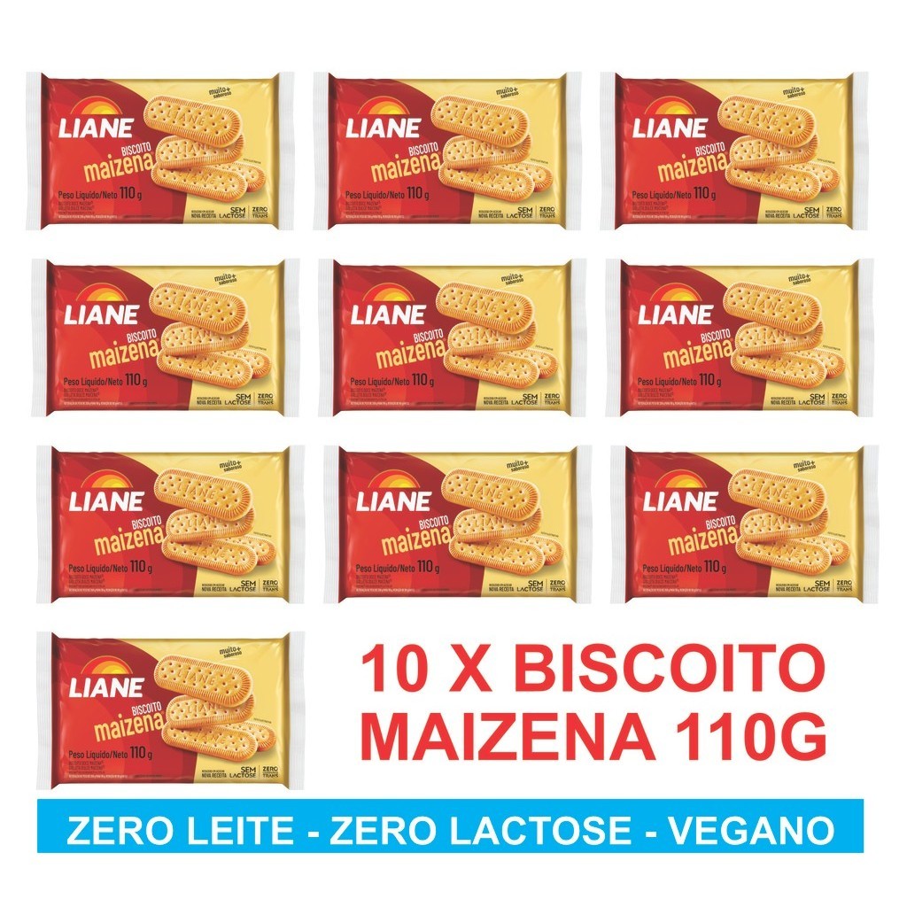 10X Biscoito Maizena ou Maizena Chocolate  Zero Lactose Liane 110g | Sem Leite | Lanchinho | Vegano em Oferta na Shopee