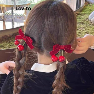 Lovito Fofo Presilha de Cabelo Feminina Arco de Veludo com Strass Estampa de Fruta Cereja e Legumes LFA10493