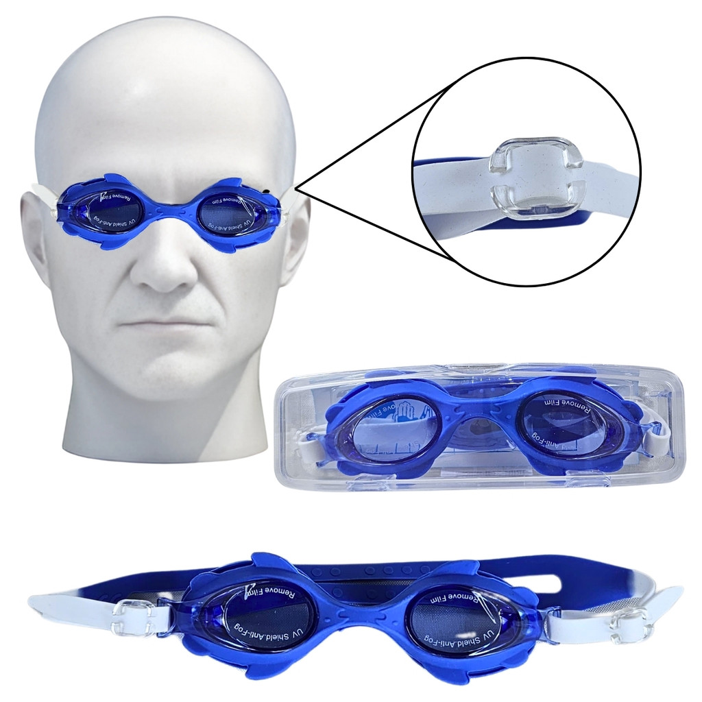 Óculos Silicone de Natação Classico Infantil Azul CBY0097 Castela