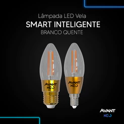 Lampada Led Vela Smart Inteligente 5w 1800K/2700K E14 ou E27 110v/220v Bivolt Cod: 290762477-123 Avant Neo