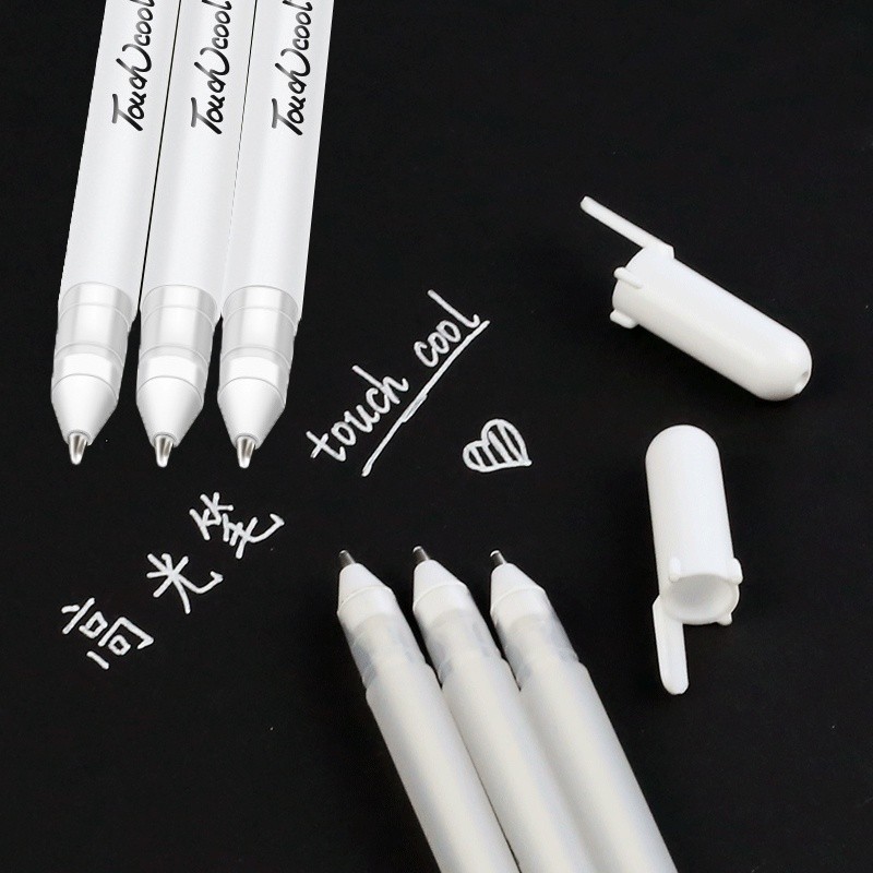 5pcs Canetas De Destaque Brancas 0.8mm , Criativas De Desenho E Marcação Para Arte , Escol...