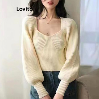 Lovito Suéter Básico Liso Casual Para Mulheres L76AD075