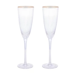 2 Taças Wolff de Vidro para Vinho com Borda Dourada 300ml