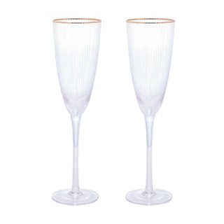 2 Taças Wolff de Vidro para Vinho com Borda Dourada 300ml