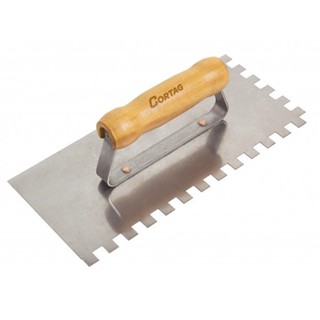 Desempenadeira de aço dentada cabo madeira 10x10mm - Cortag