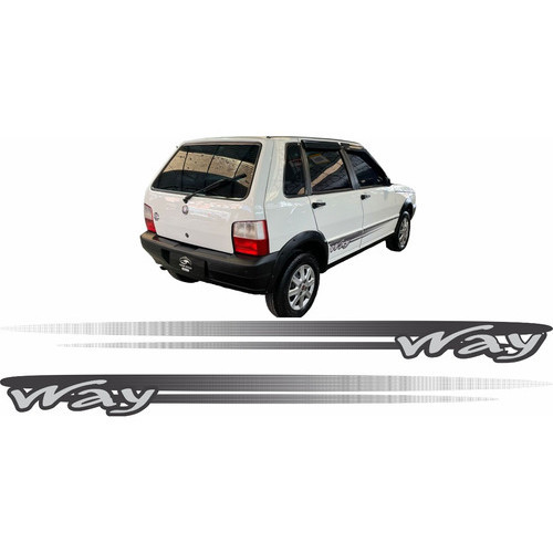 Adesivo Faixa Lateral Way Cinza Uno 2009 , 2010, 2011, 2012